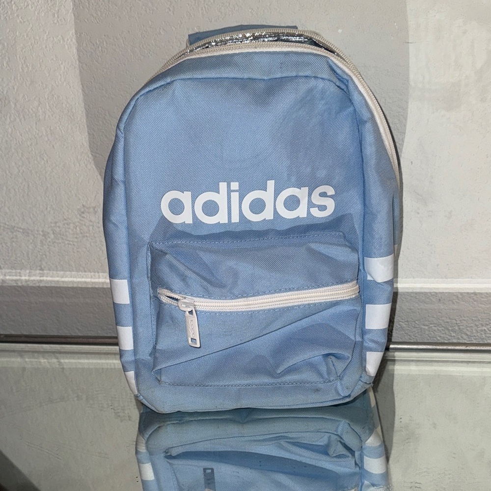 adidas Powder Blue Mini Backpack with White Accents